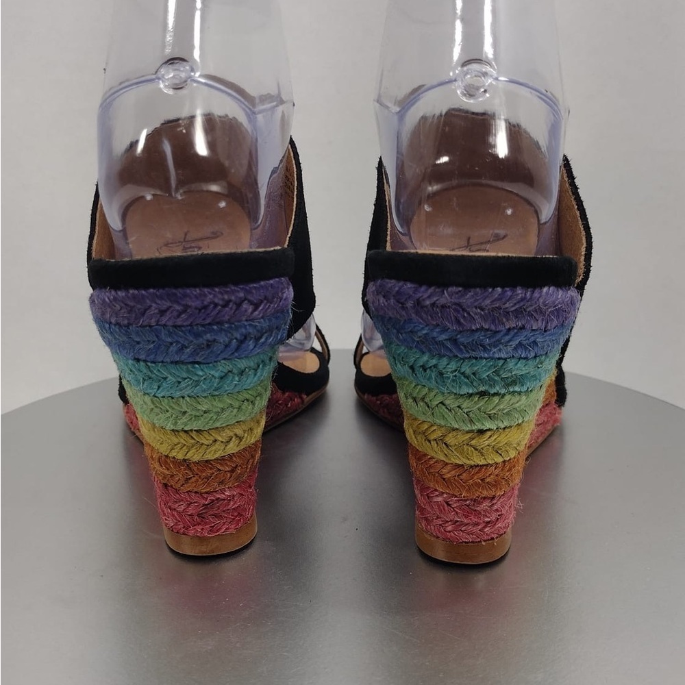 Free people Black Rainbow Wedge Sandals size 8 new w/out tags and box - Picture 2 of 8